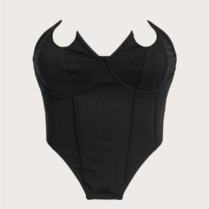 Small SHEIN black zip up crop tube top